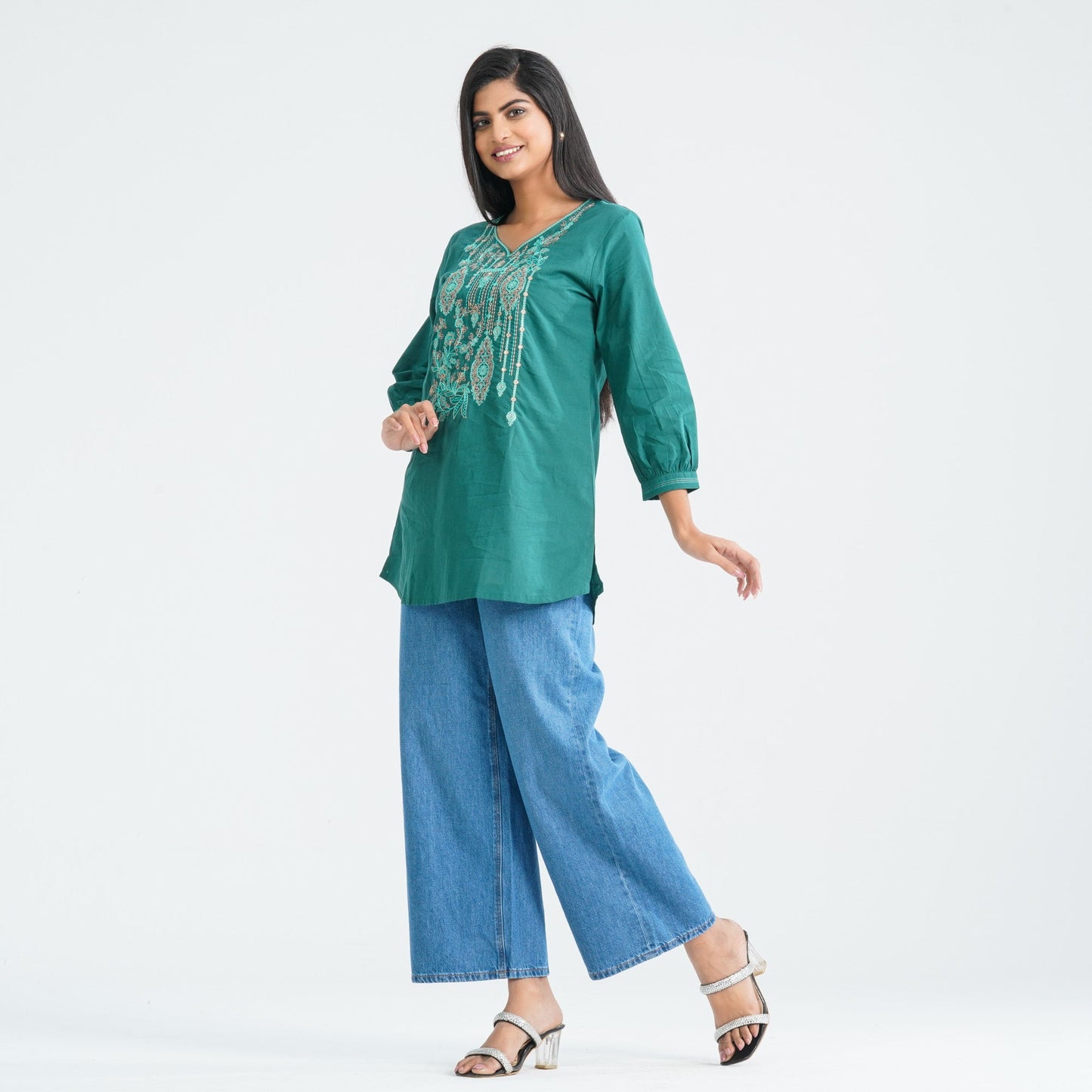 Women Green Silk Tunic