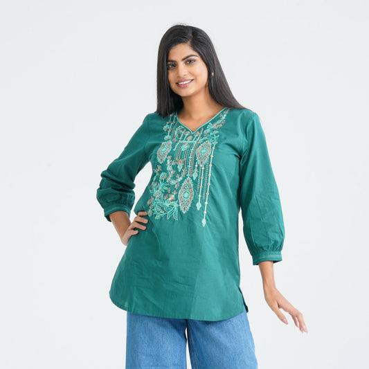 Women Green Silk Tunic
