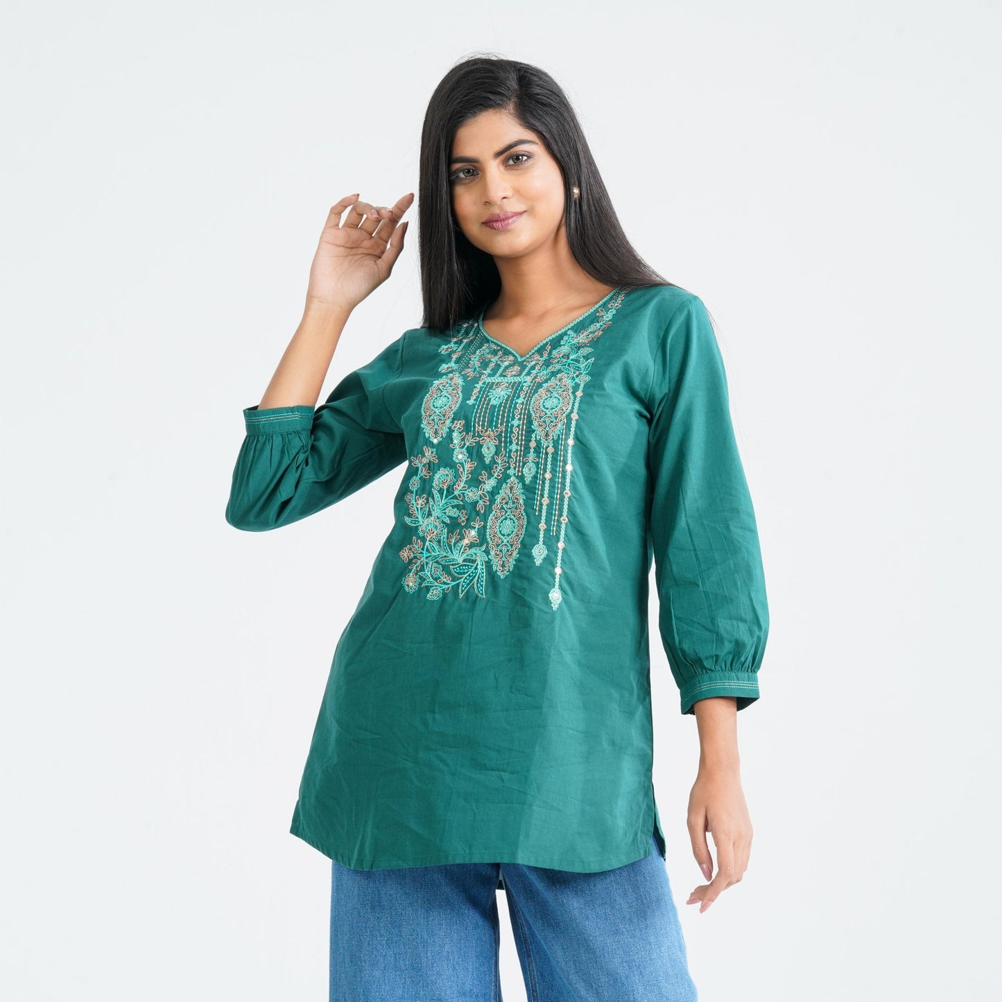 Women Green Silk Tunic