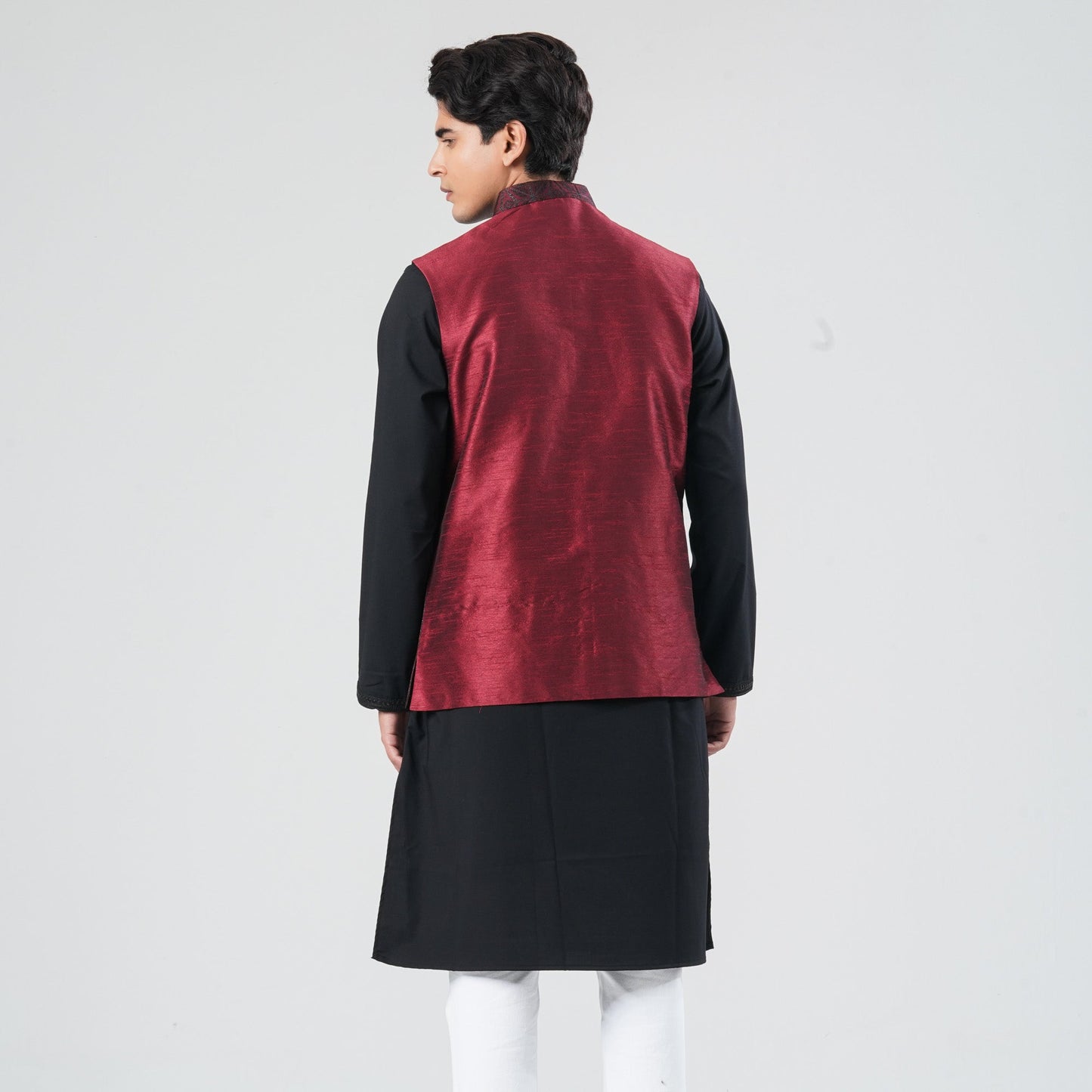 Mens Maroon Jacquard Vest