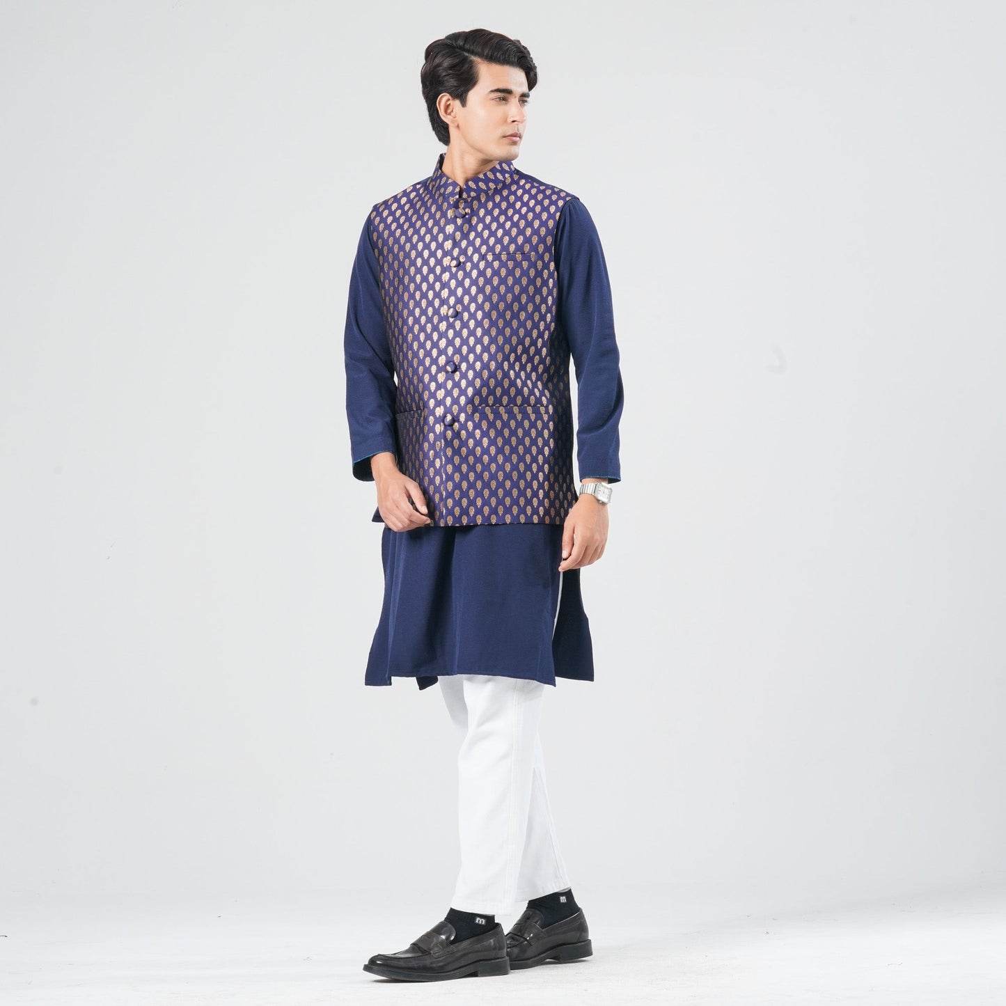 Men's Navy Jacquard Vest