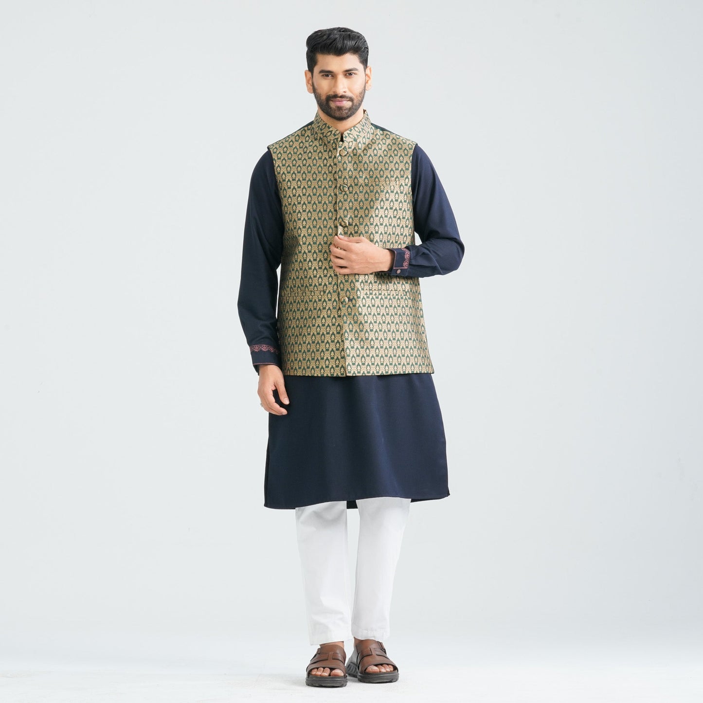 Men's Green Jacquard Vest