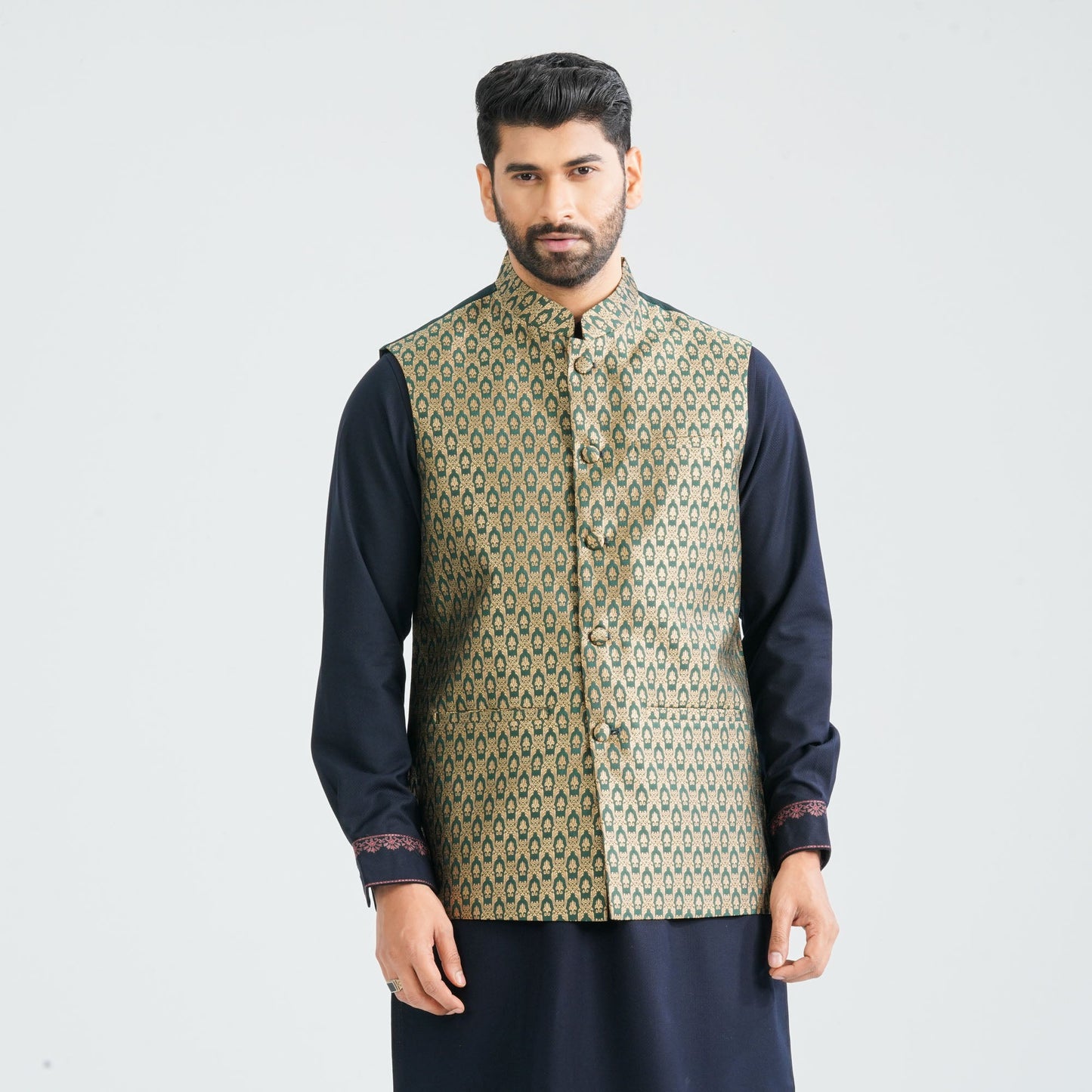 Men's Green Jacquard Vest