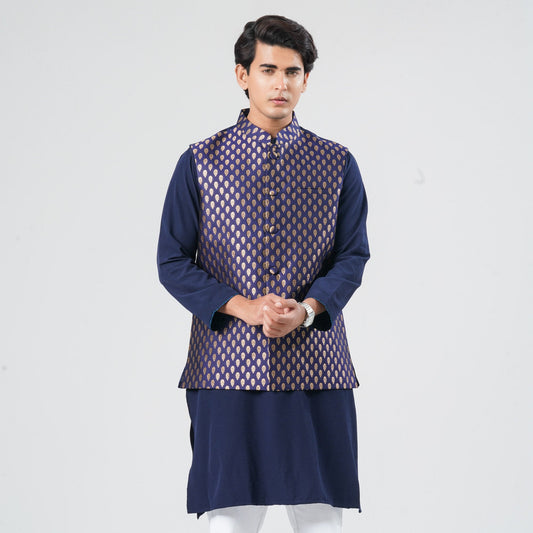 Men's Navy Jacquard Vest