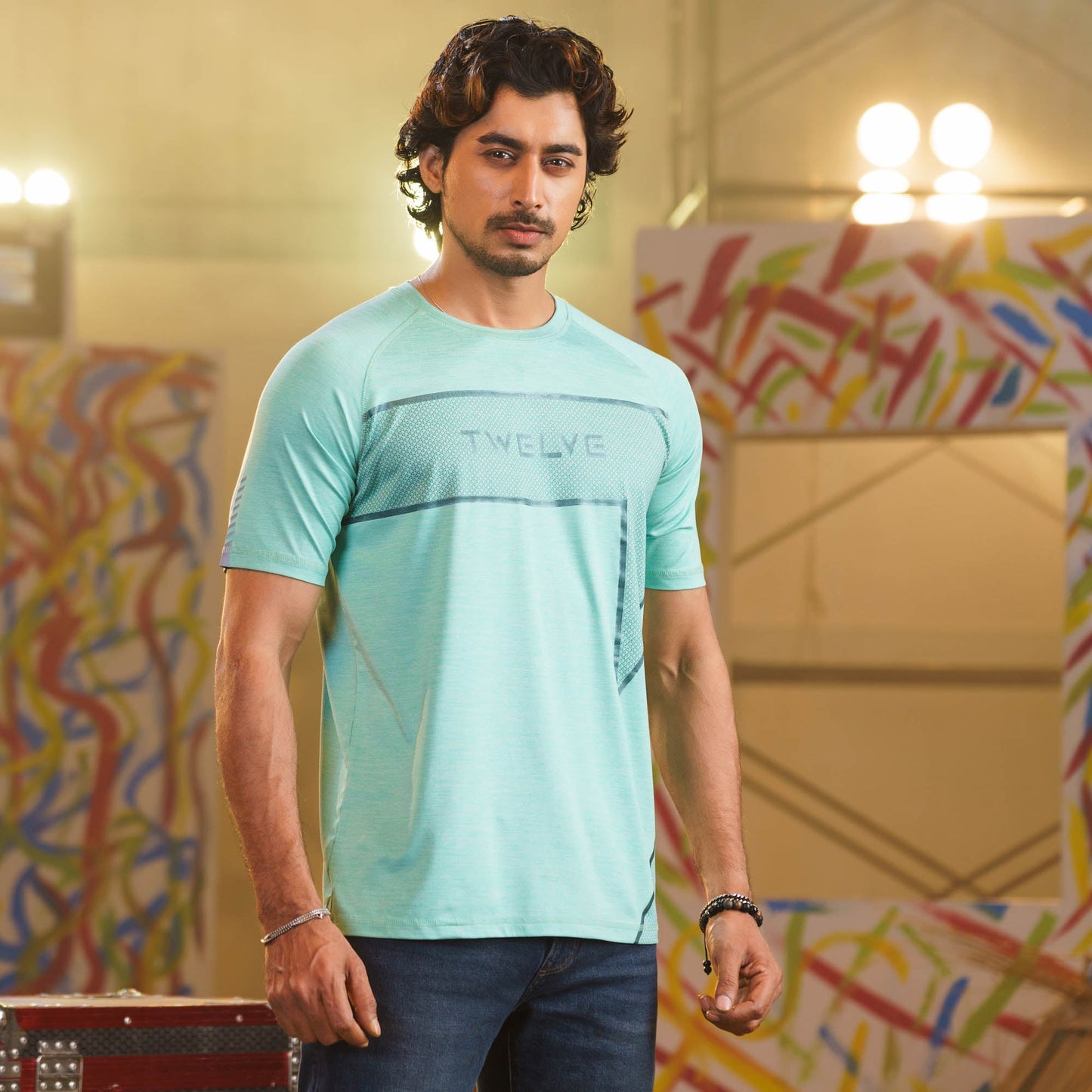 Mens Mint-Green Activewear T-Shirt