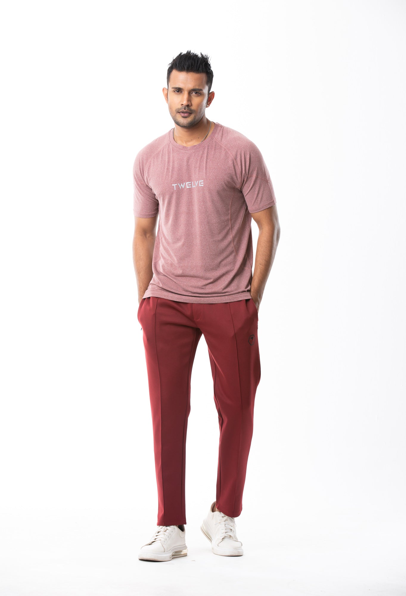 Men's White-Red  Activewear T-Shirt