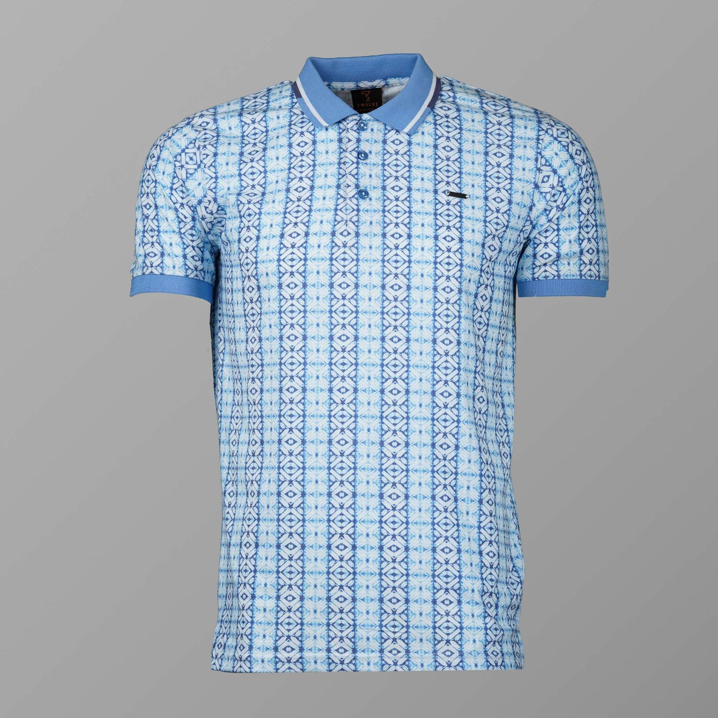 Mens White & Sky Blue Polo