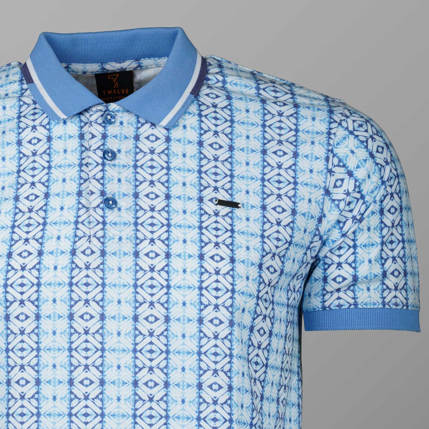 Mens White & Sky Blue Polo