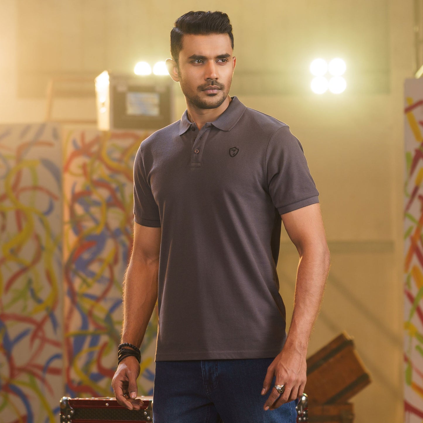 Mens Dark Grey Polo