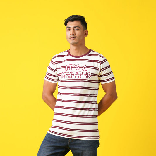 Mens White-Maroon T-Shirt