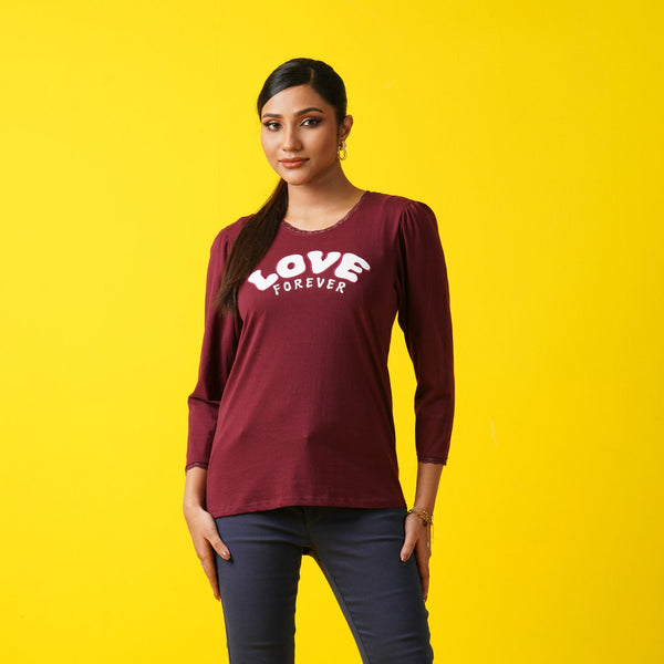 LADIES T- SHIRT-MAROON