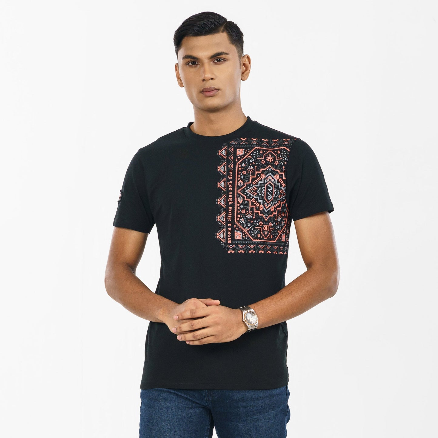 Men's Black  Casual T-Shirt
