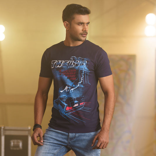 Mens Navy Blue  Casual T-Shirt