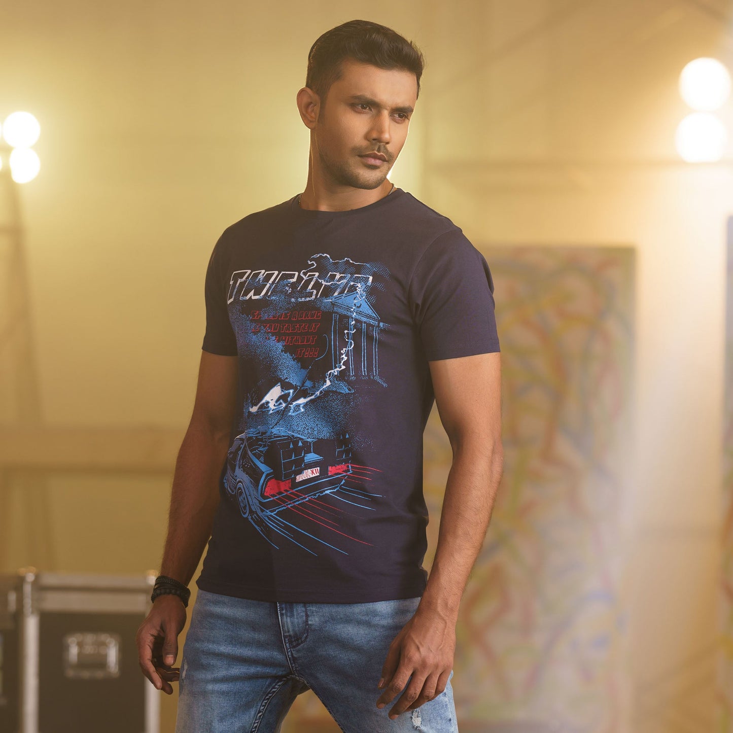 Mens Navy Blue  Casual T-Shirt