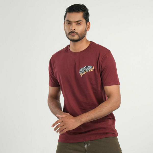 Men's Maroon Casual T-Shirt