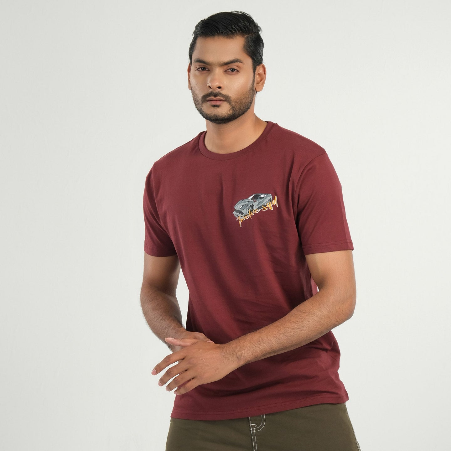 Men's Maroon Casual T-Shirt