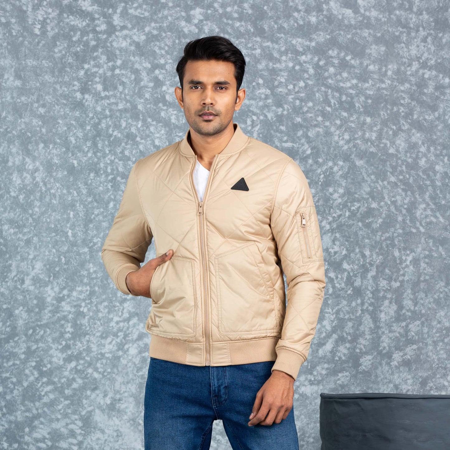 Mens Bomber Jacket- Beige