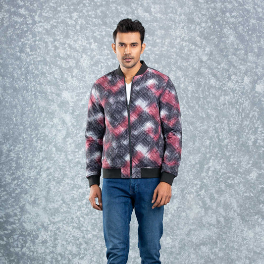 MENS REVERSIBLE BOMBER- MAROON/AOP