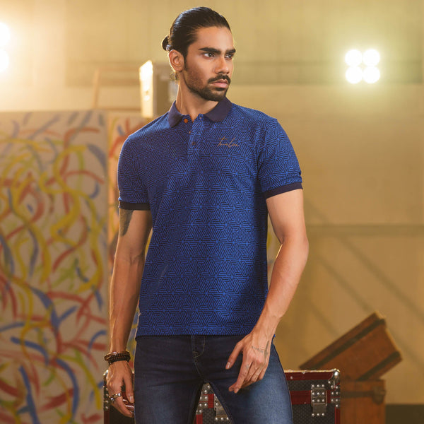 Men's Blue Print Polo