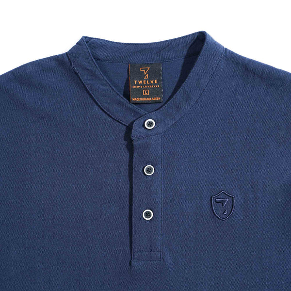 Men's Navy Ban Collar Polo