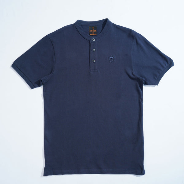 Men's Navy Ban Collar Polo