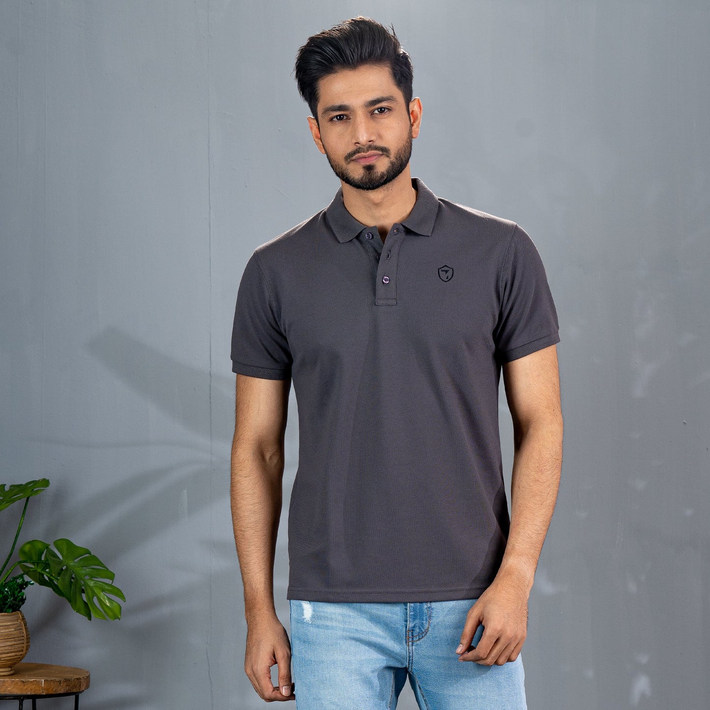 Mens Dark Gray Polo