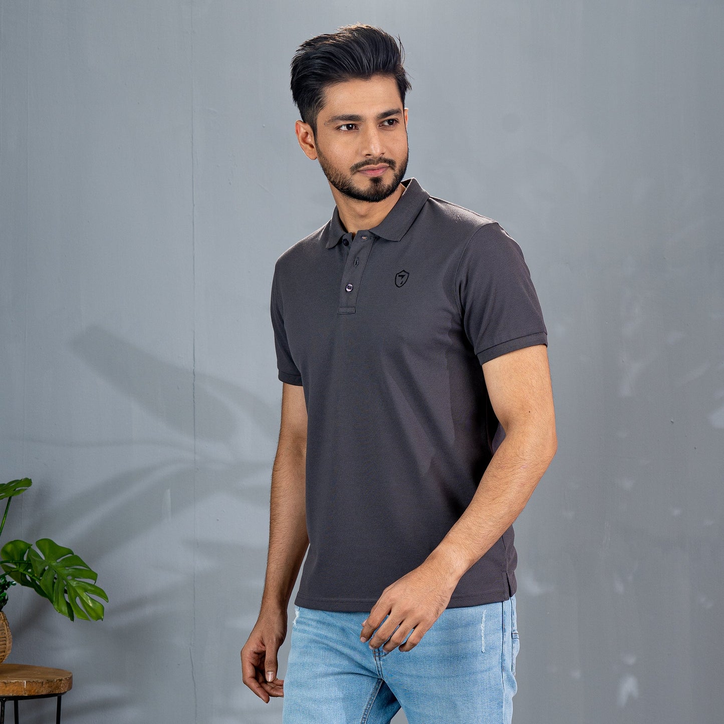 Mens Dark Gray Polo