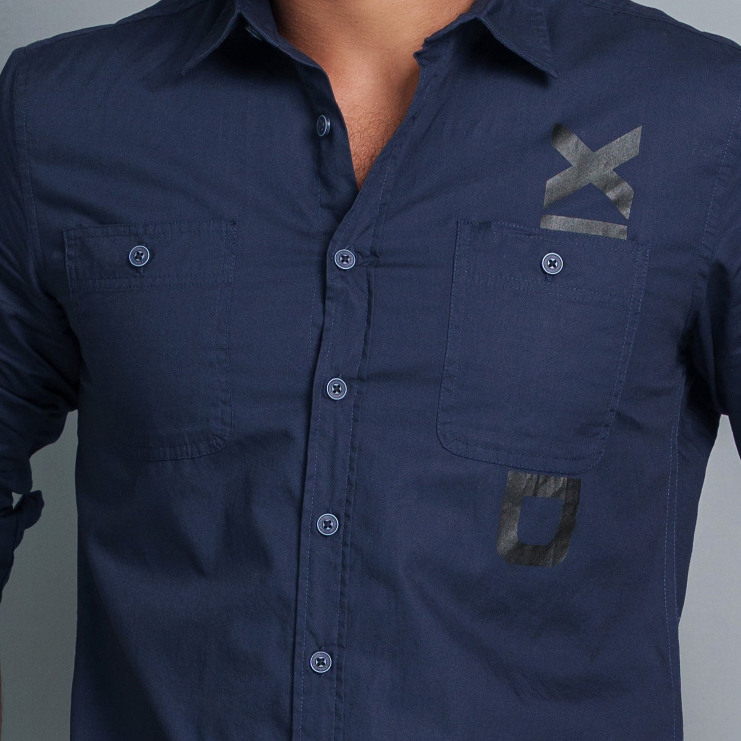 Men's Navy Printed Shirt