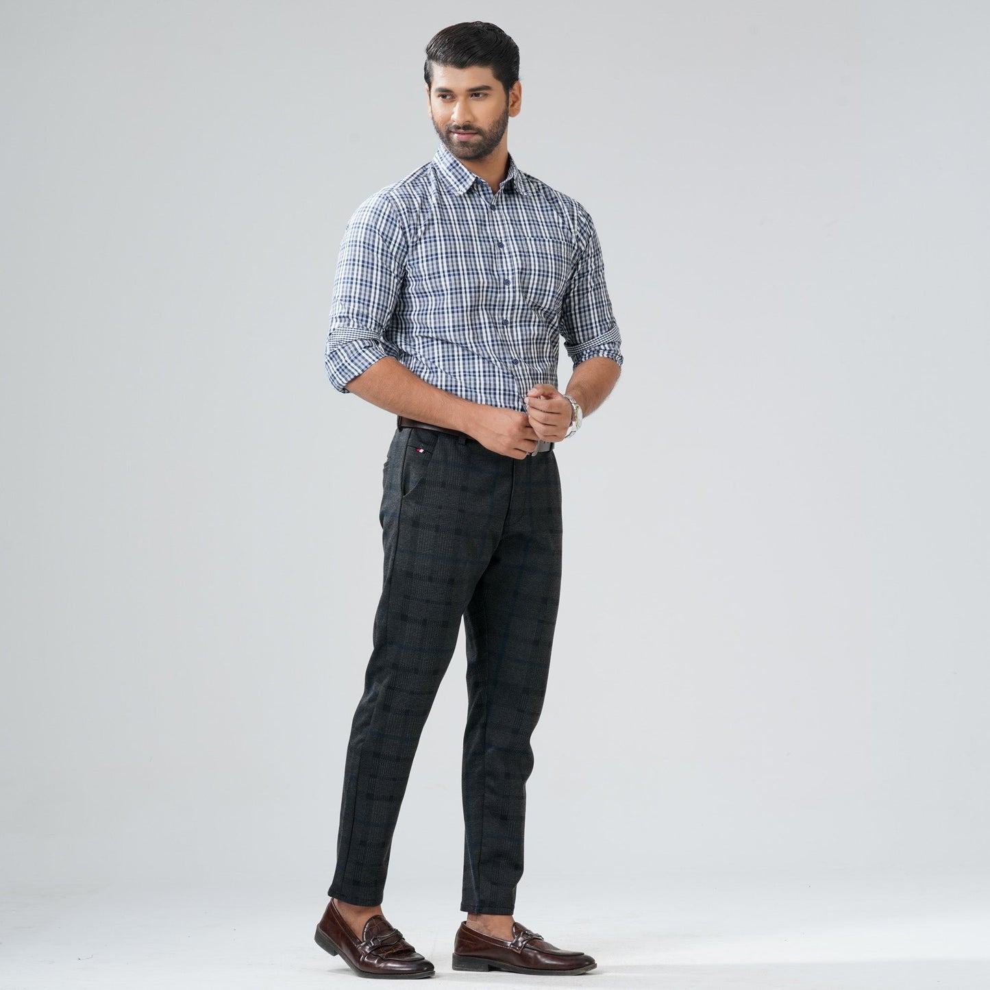 Mens Navy & White Shirt