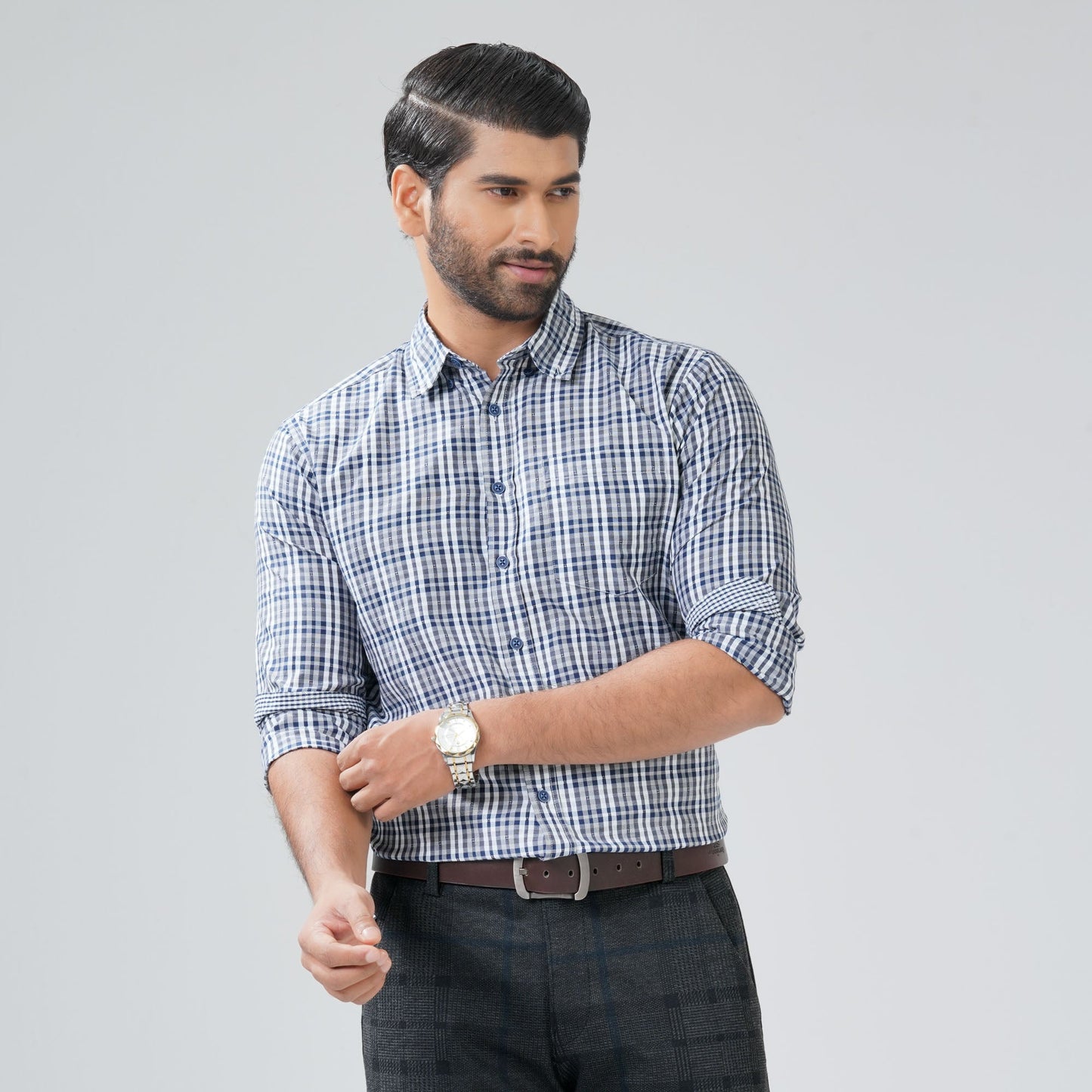 Mens Navy & White Shirt