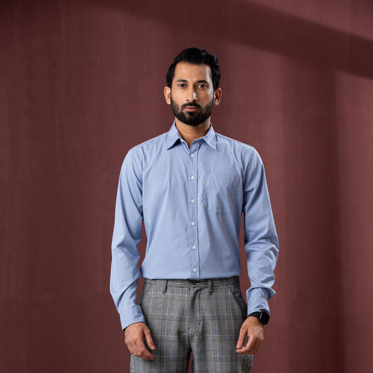 Mens L/S Shirt-Peach Blue
