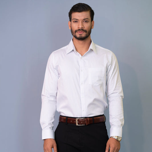 Mens Formal Shirt-White Perple