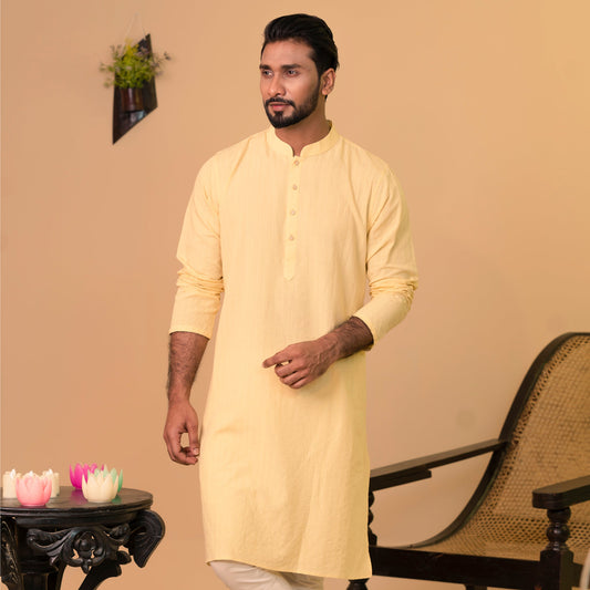 Mens Basic Panjabi-Yellow 1