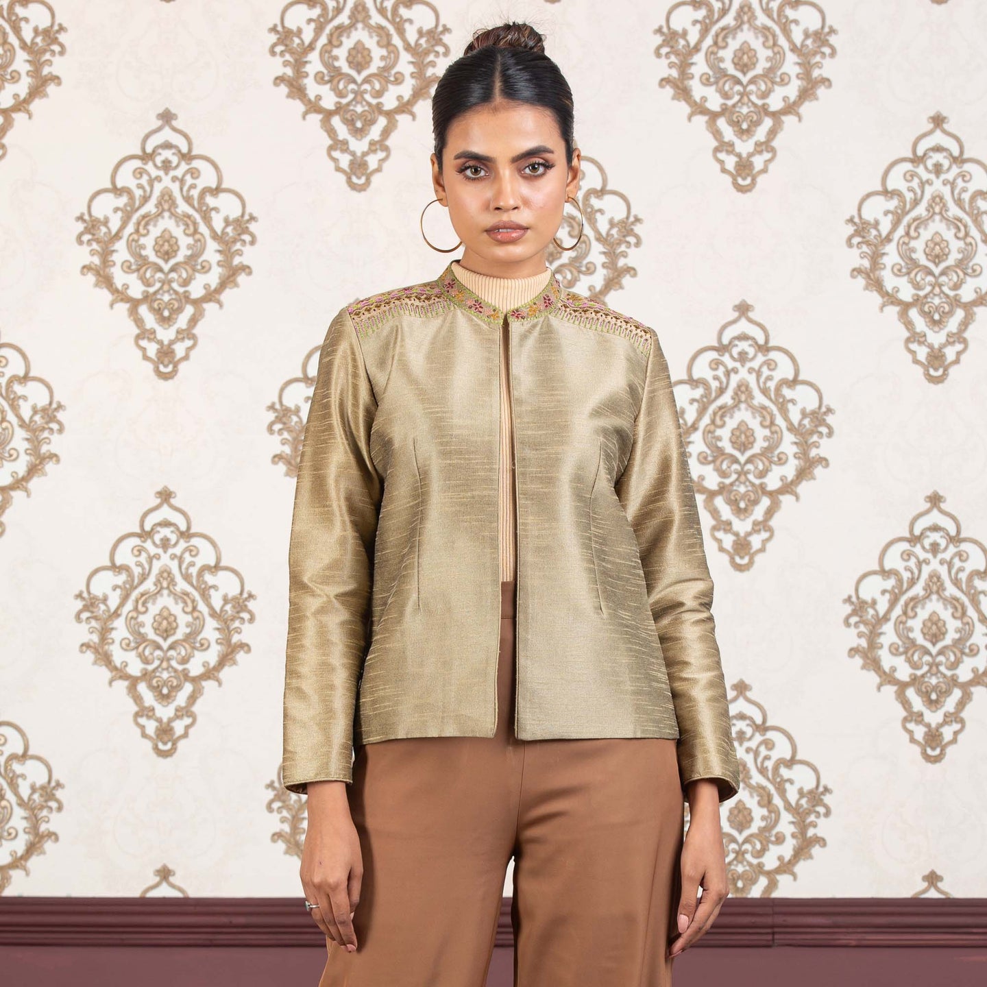 ETHNIC JACKET- TAN GOLD