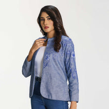 Load image into Gallery viewer, Women&#39;s Blue Ethnic Jacket
