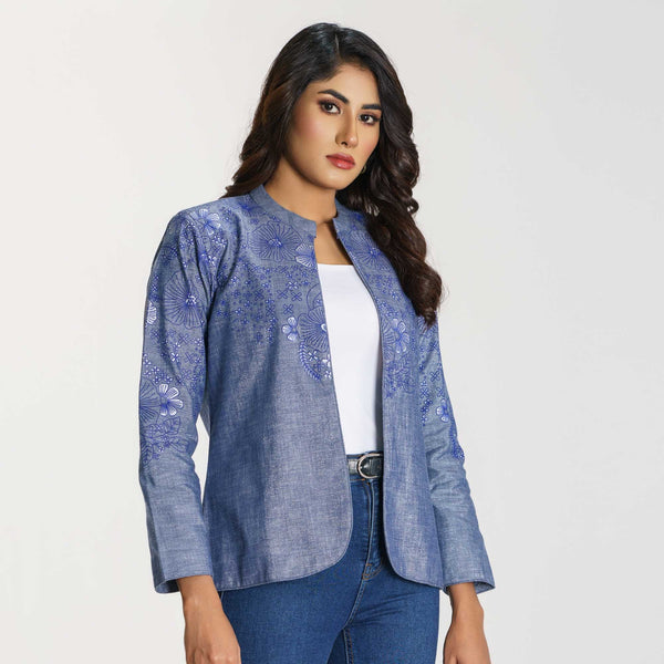 Women's Blue Ethnic Jacket