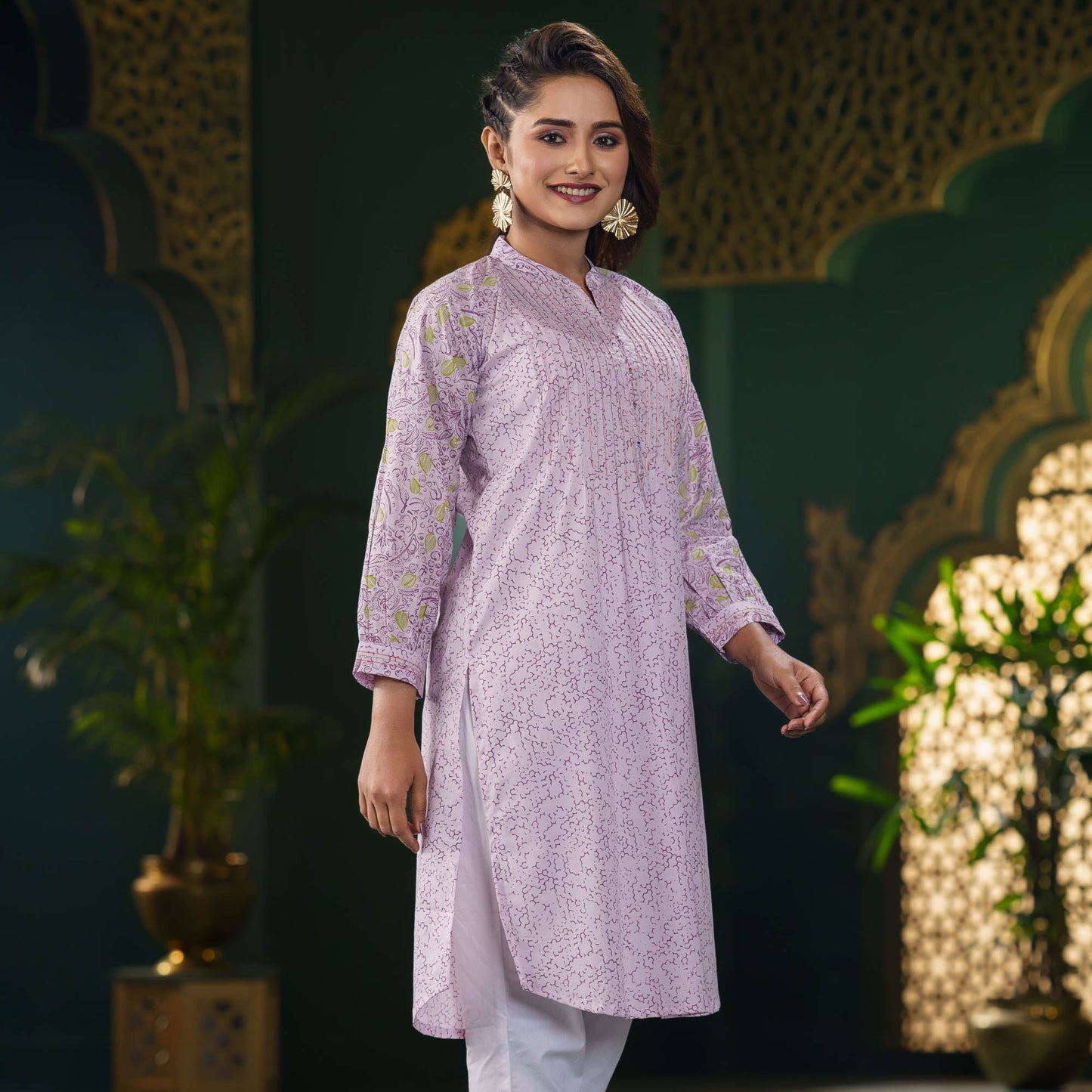 Women Lavender Print Kurti