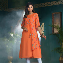 Load image into Gallery viewer, Womens Ethnic Orange Fusion Kurti
