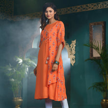 Load image into Gallery viewer, Womens Ethnic Orange Fusion Kurti
