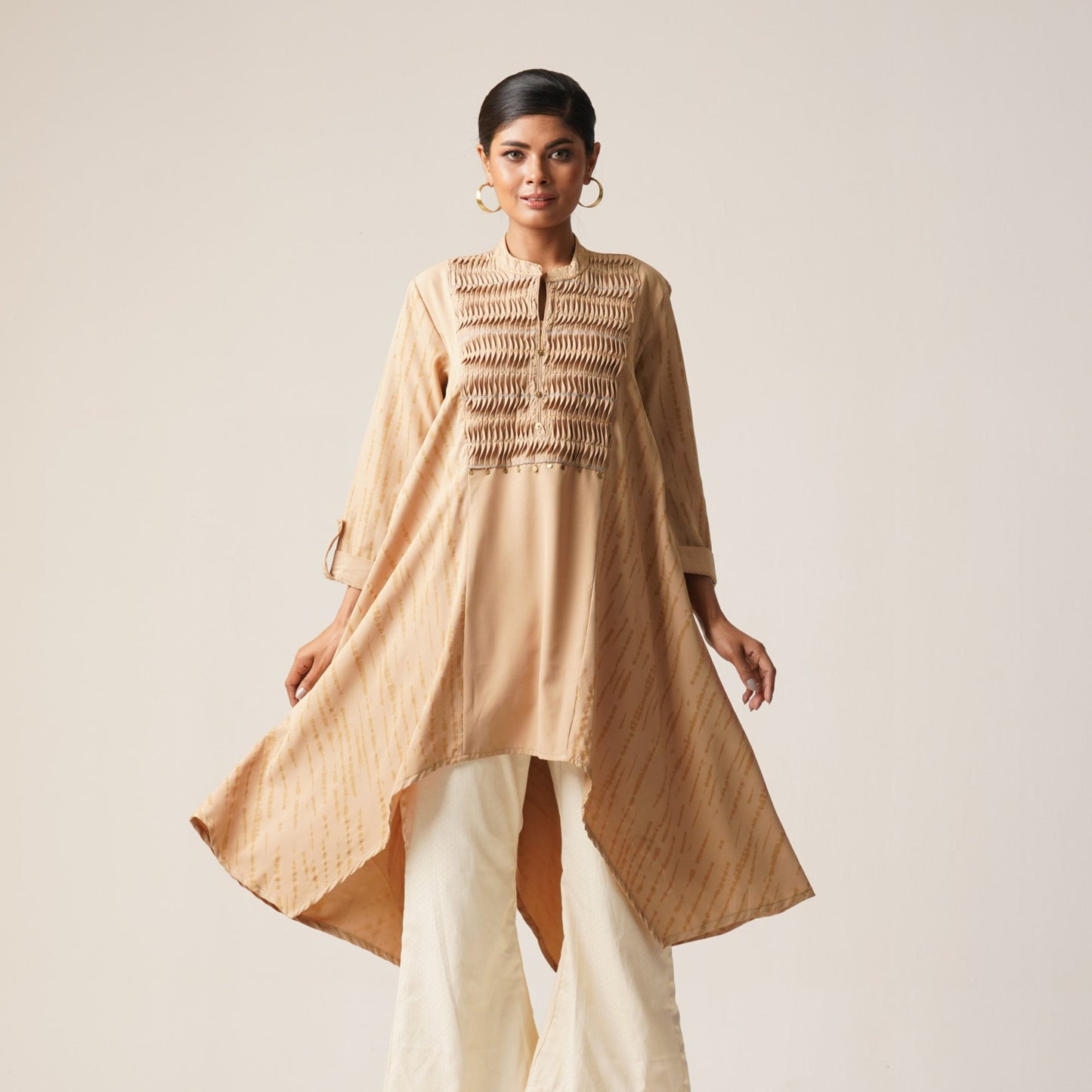 ETHNIC FUSION KURTI-BEIGE