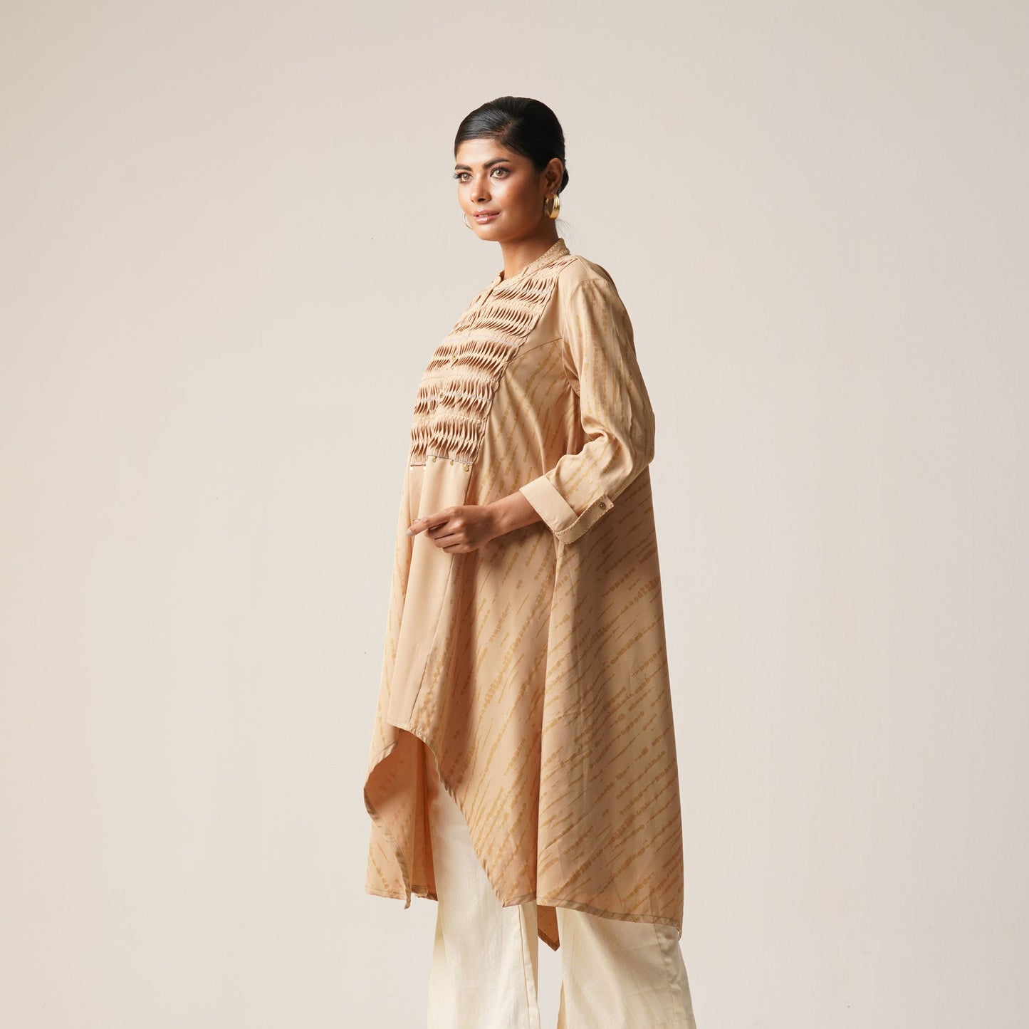 ETHNIC FUSION KURTI-BEIGE