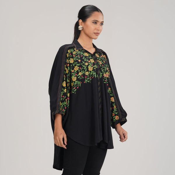 ETHNIC FUSION KURTI-BLACK