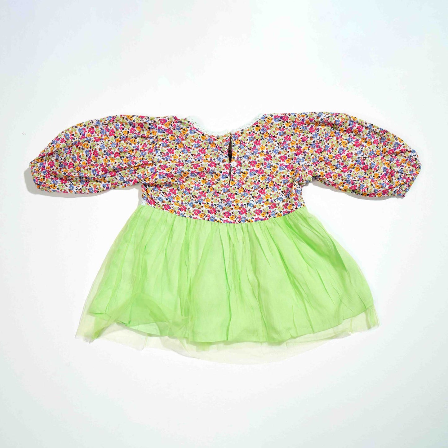NEW BORN GIRLS FROCK - LIME GREEN