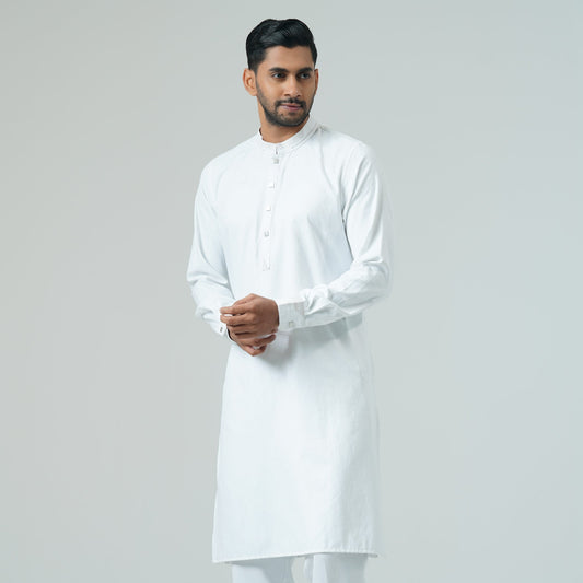 Mens White Basic Panjabi
