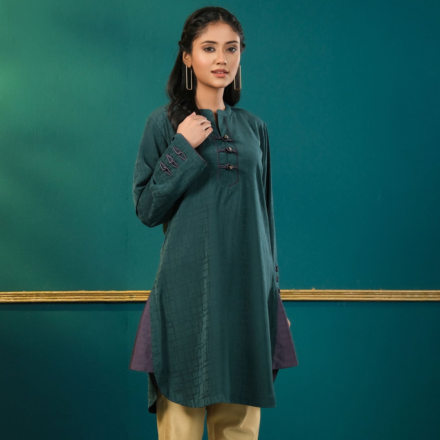 Green Karchupi Silk Tunic