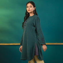 Load image into Gallery viewer, Green Karchupi Silk Tunic
