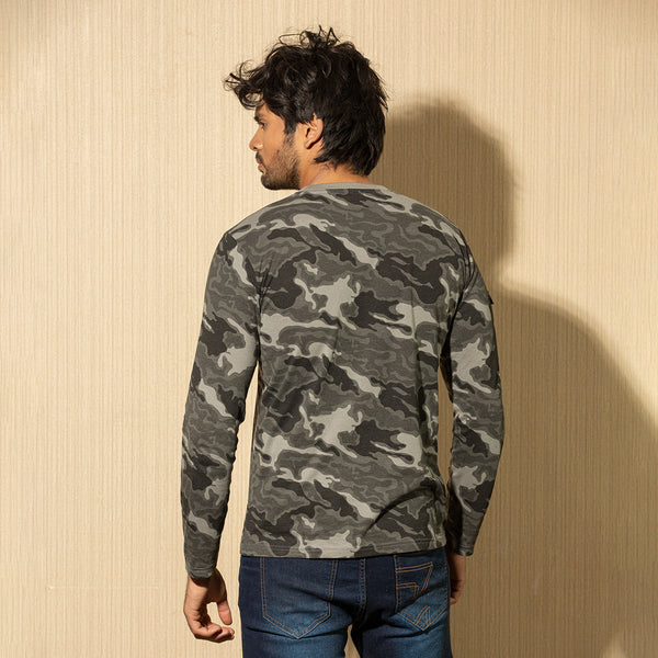 Mens L/S T-Shirt - Grey Camo