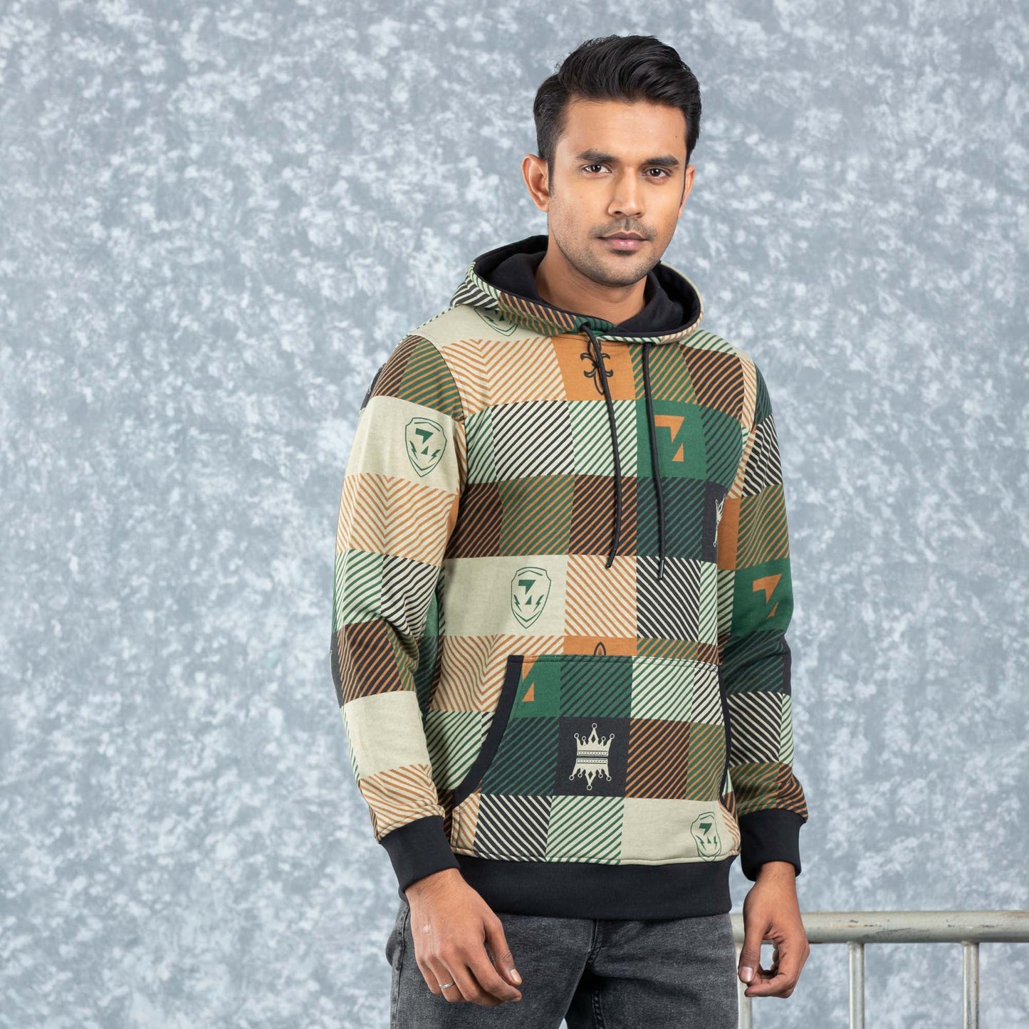 Mens Hoodie- Black Aop