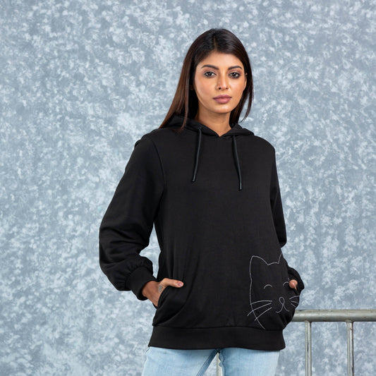 LADIES HOODIE- BLACK