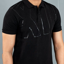 Load image into Gallery viewer, Men’s Black Print Polo
